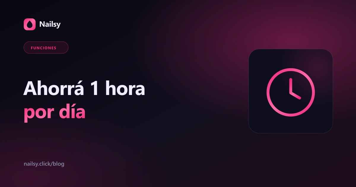 Ahorrá 1 hora por día: portada del artículo sobre las funciones de la app Nailsy